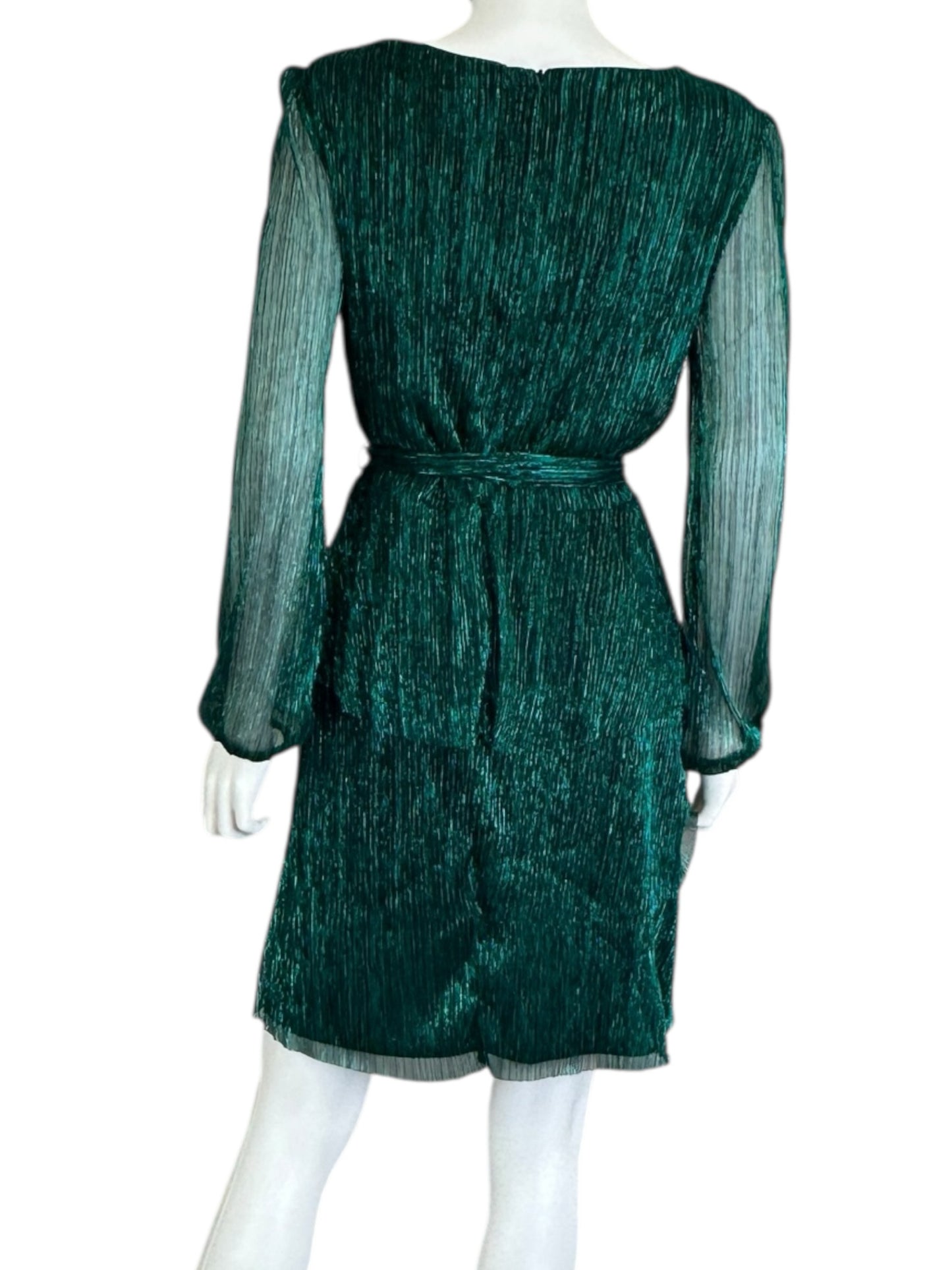 Nicole Miller NEW YORK Green Metallic Cocktail Dress Size L