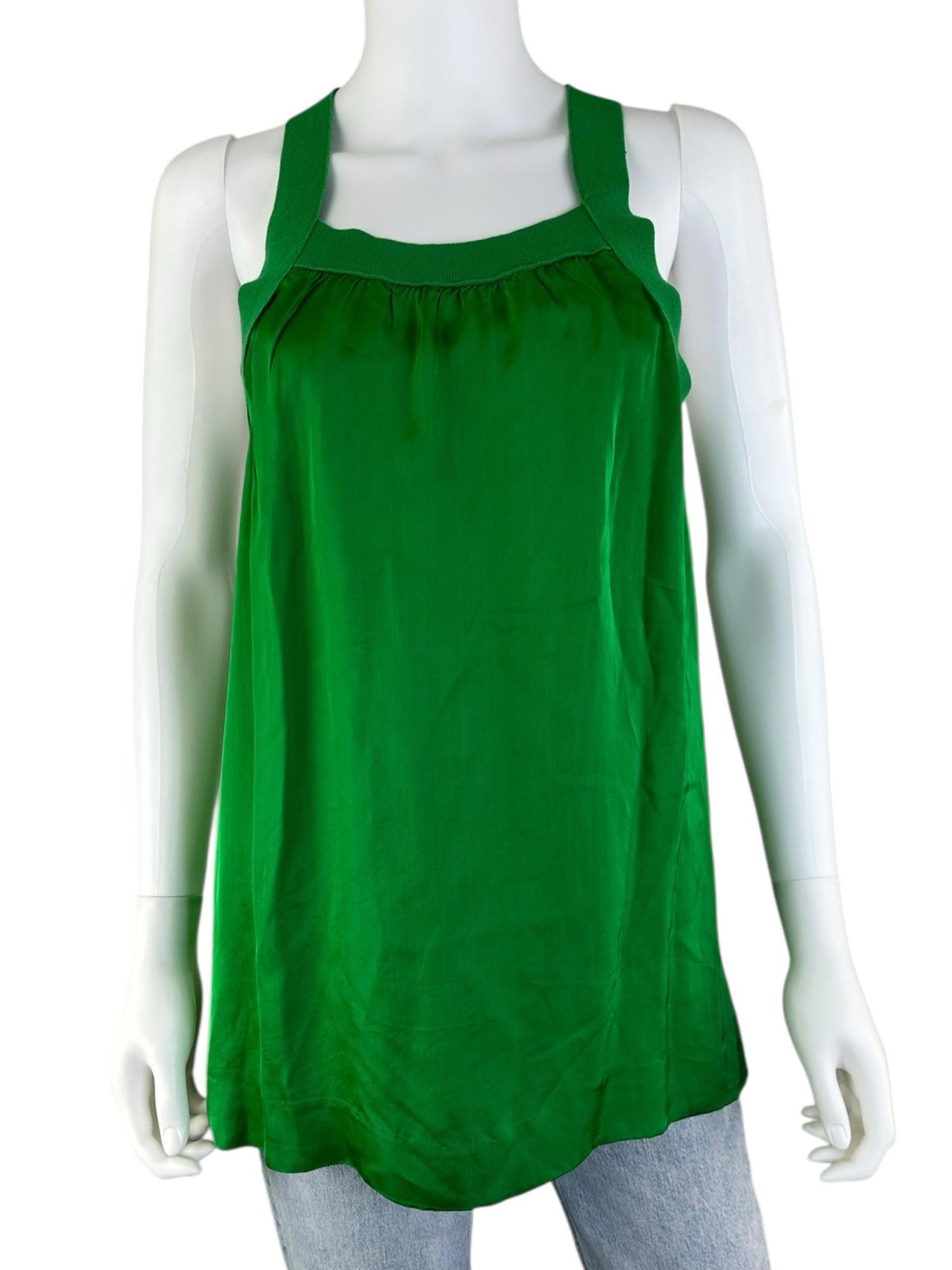 Theory Green Silk Tank Size 2