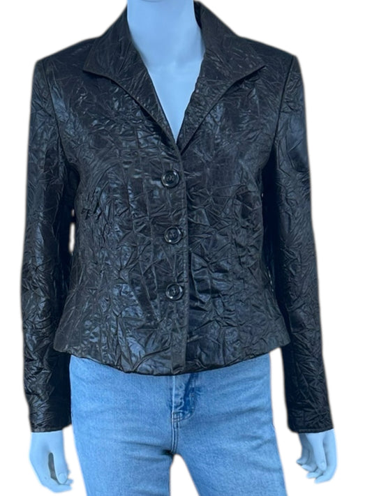 LAFAYETTE 148 NEW YORK Brown Vegan Leather Blazer Size 10