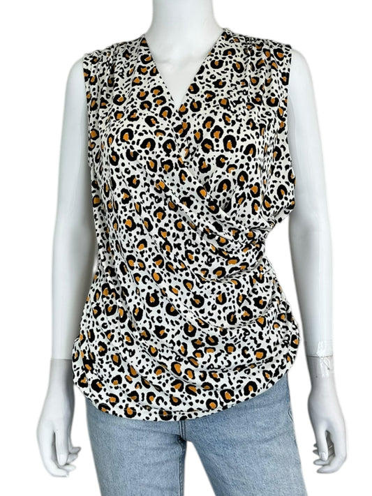 TAHARI NWT Snow Leopard Wrap Top Size M