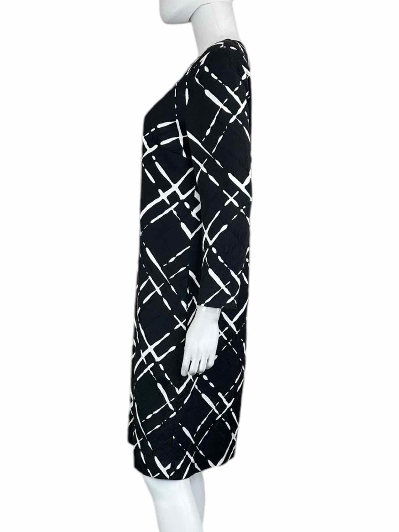 ESCADA Black Abstract Fantasy Plaid Midi Dress Size 38