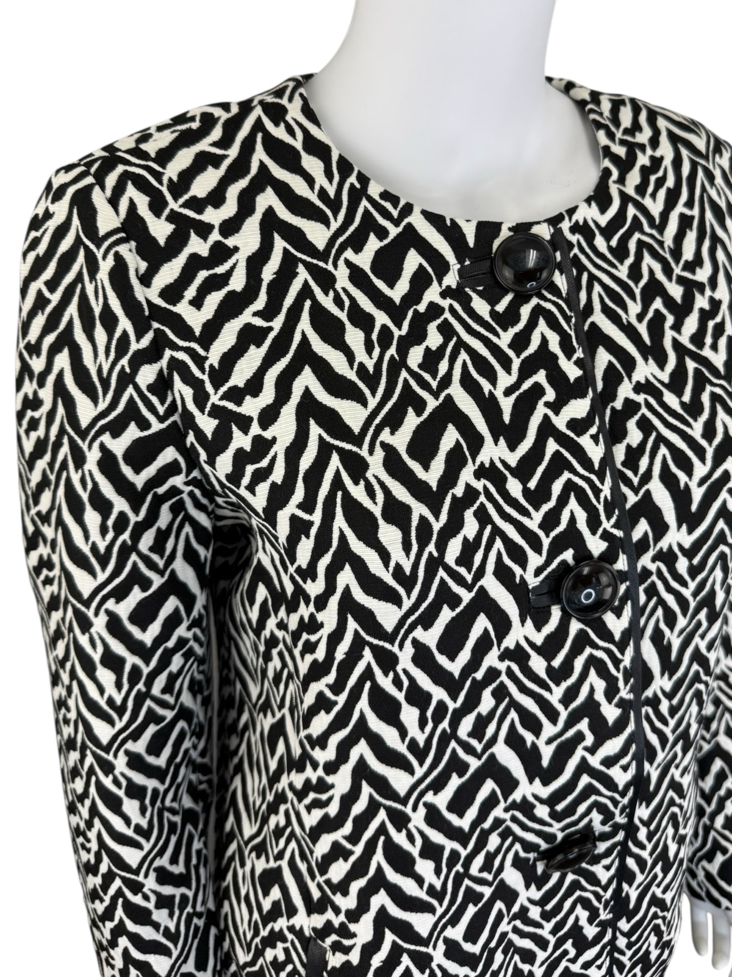 Chico's NWT Zebra Jacquard Topper Coat Size M