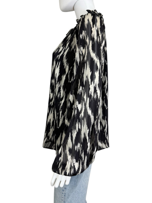 joie Black Burnout Print Blouse Size M