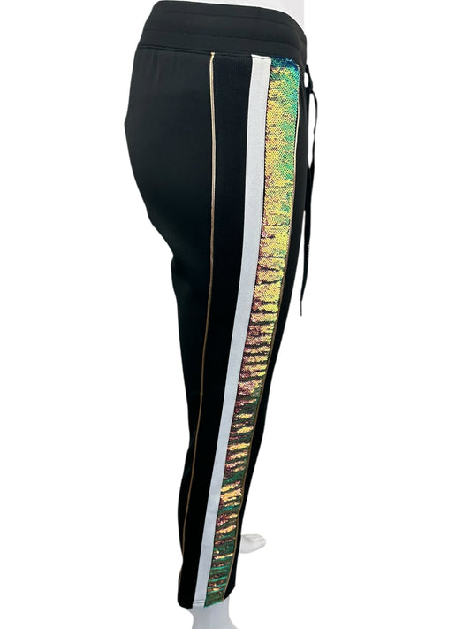 PAM&GELA Black Sequin Trim Track Pants Size S