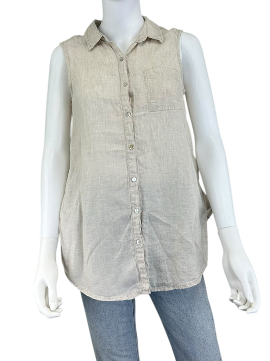 SIGRID OLSEN Beige Linen Button-Down Size S