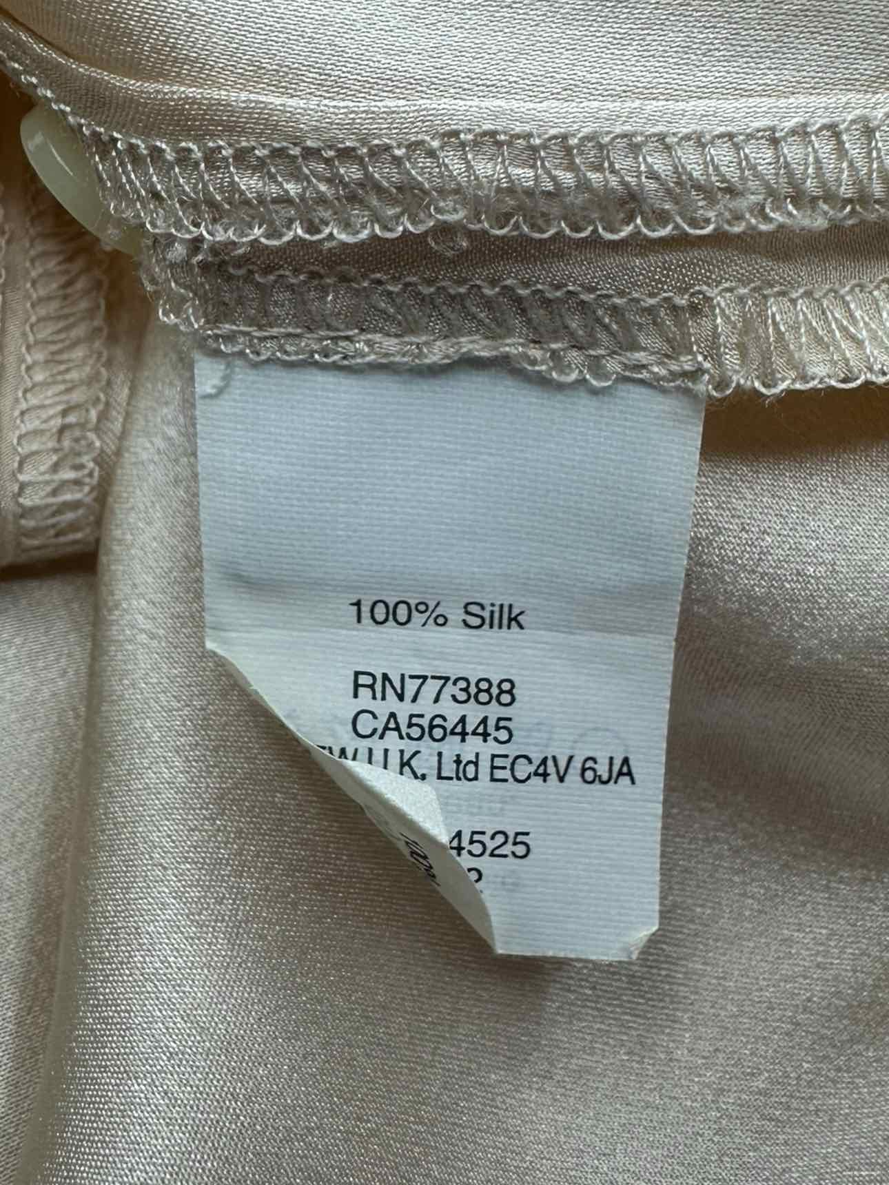 Broadway & Broome Tan 100% Silk Button-down Size S