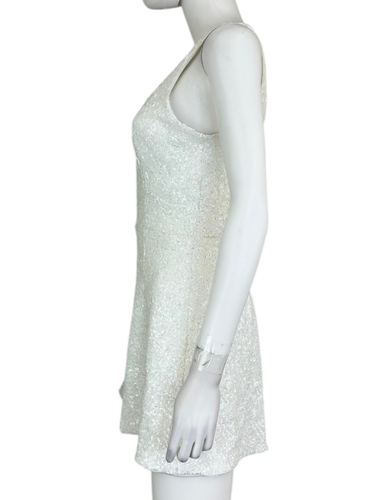 DRESS THE POPULATION White Sequined Romper Size M