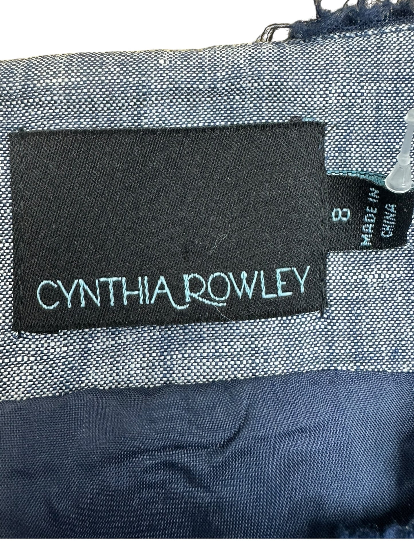 CYNTHIA ROWLEY Navy & White Workwear Dress Size 8