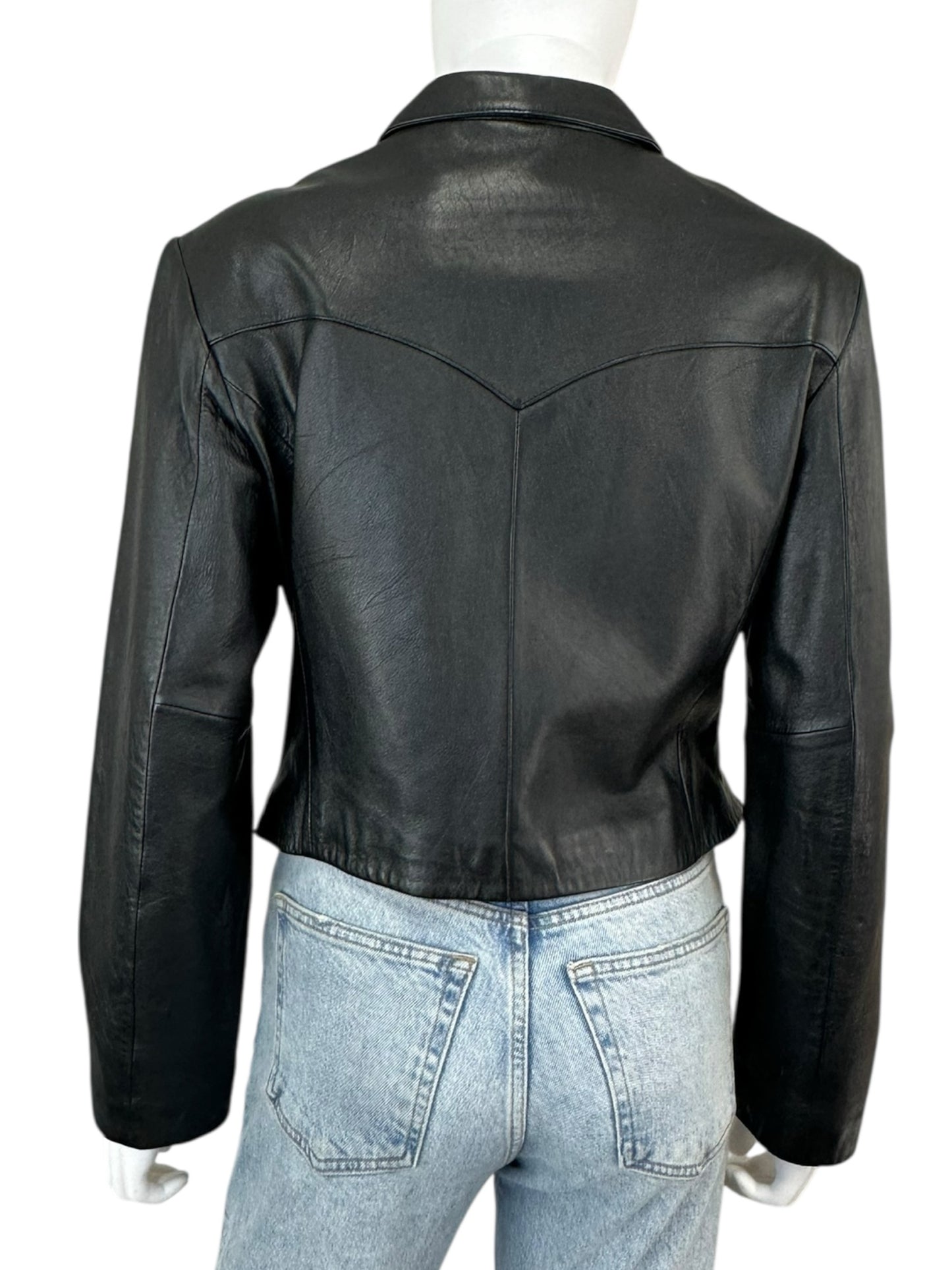 Vintage Cripple Creek Black Leather Jacket Size M