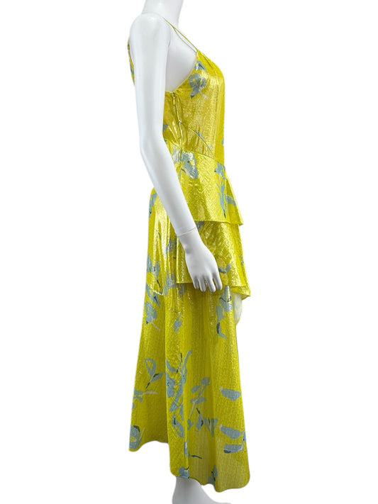 Tanya Taylor Yellow Analia Degrade Ruffle Dress Size S
