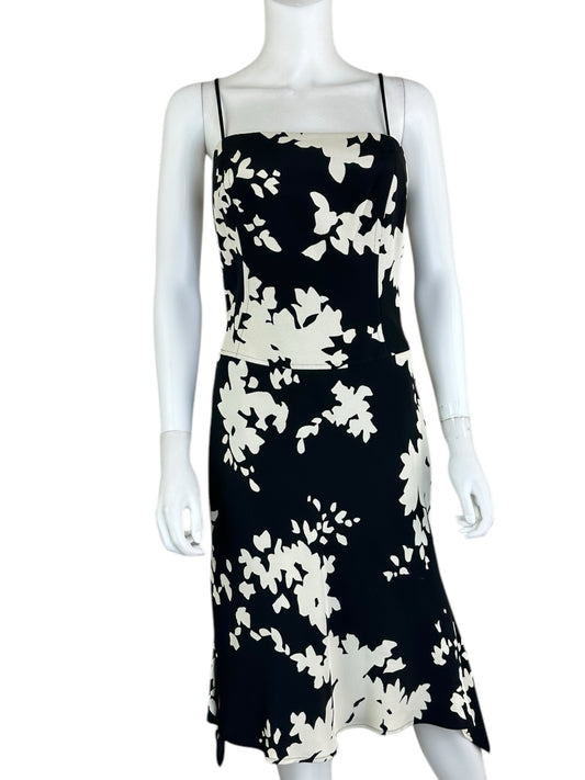 CARLISLE Black and White Midi Dress Size 2