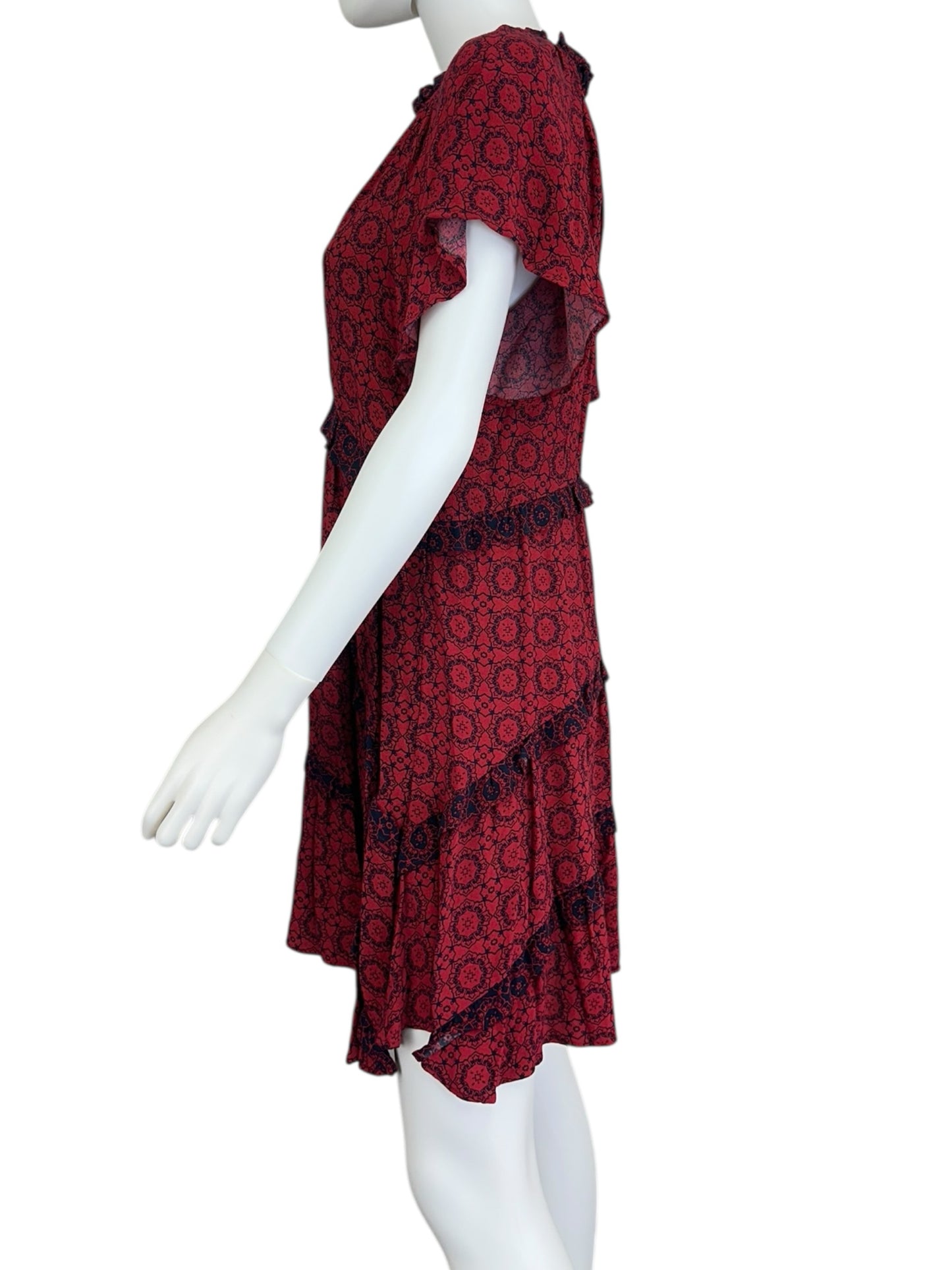Anthropologie Red Print Mini Dress Size S