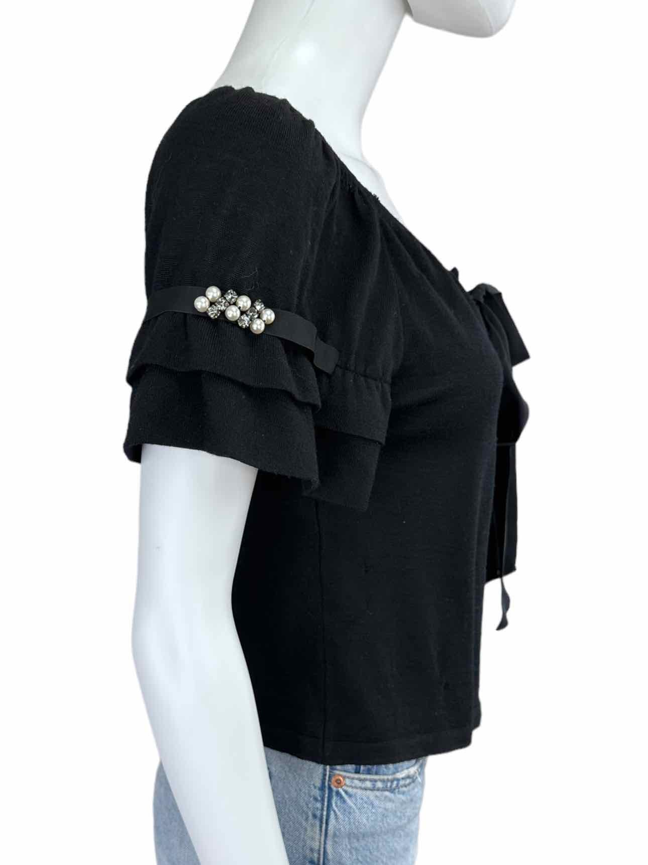 Alberta Ferretti Black Wool Sweater Cardigan Size 8