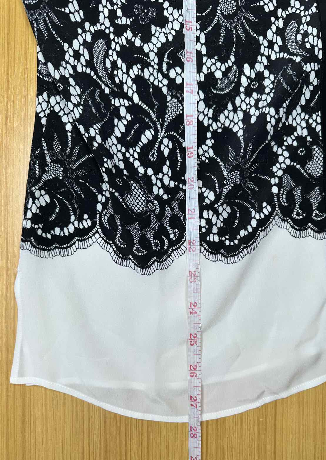 GO Silk Black Lace 100% Silk Button-down Size M
