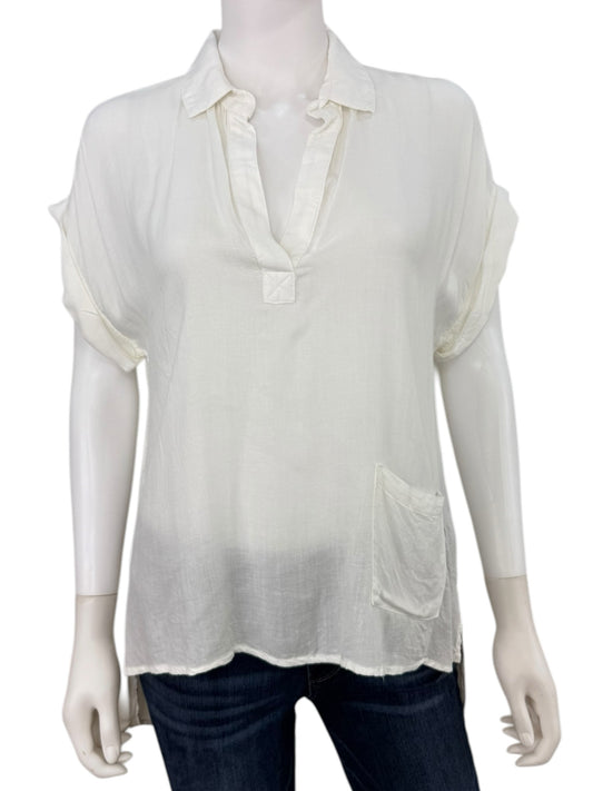bella dahl White Splitneck Blouse Size XS