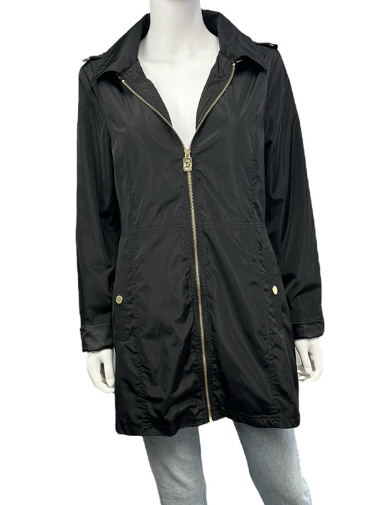 MICHAEL Michael Kors Black Hooded Raincoat Size M