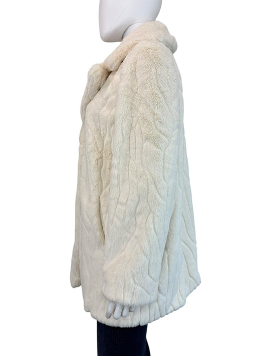 Rachel Zoe Cream Faux Fur Coat Size M