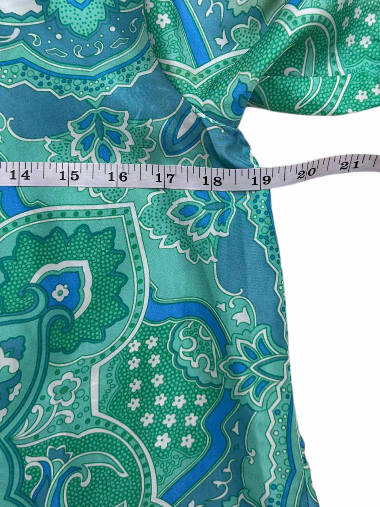 CALYPSO Green Paisly Silk Print Blouse Size XS