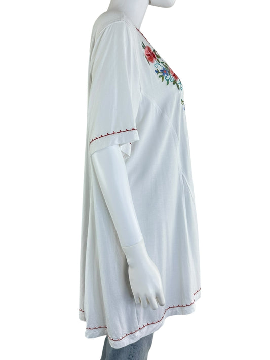 JOHN MARK White Embroidered Blouse Size XL