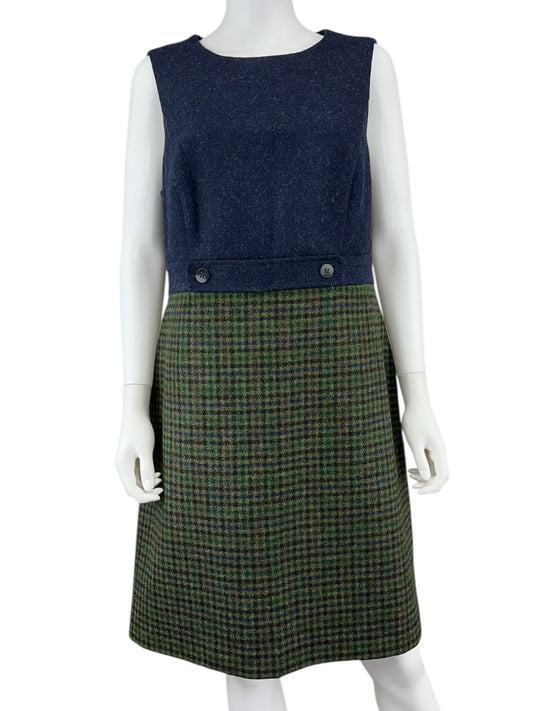 HOBBS LONDON Navy & Green Wool Dress Size 12