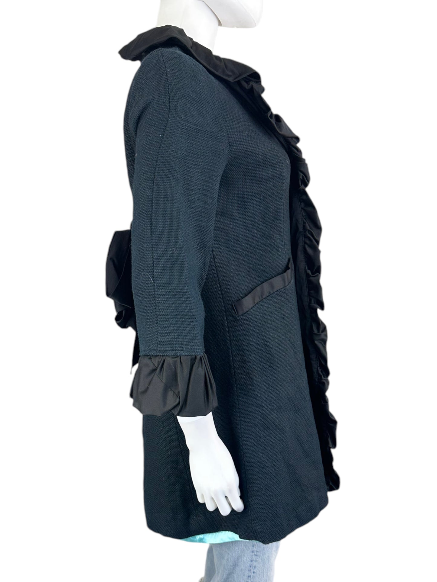 Nanette Lepore Black 100% Linen Coat Size 6