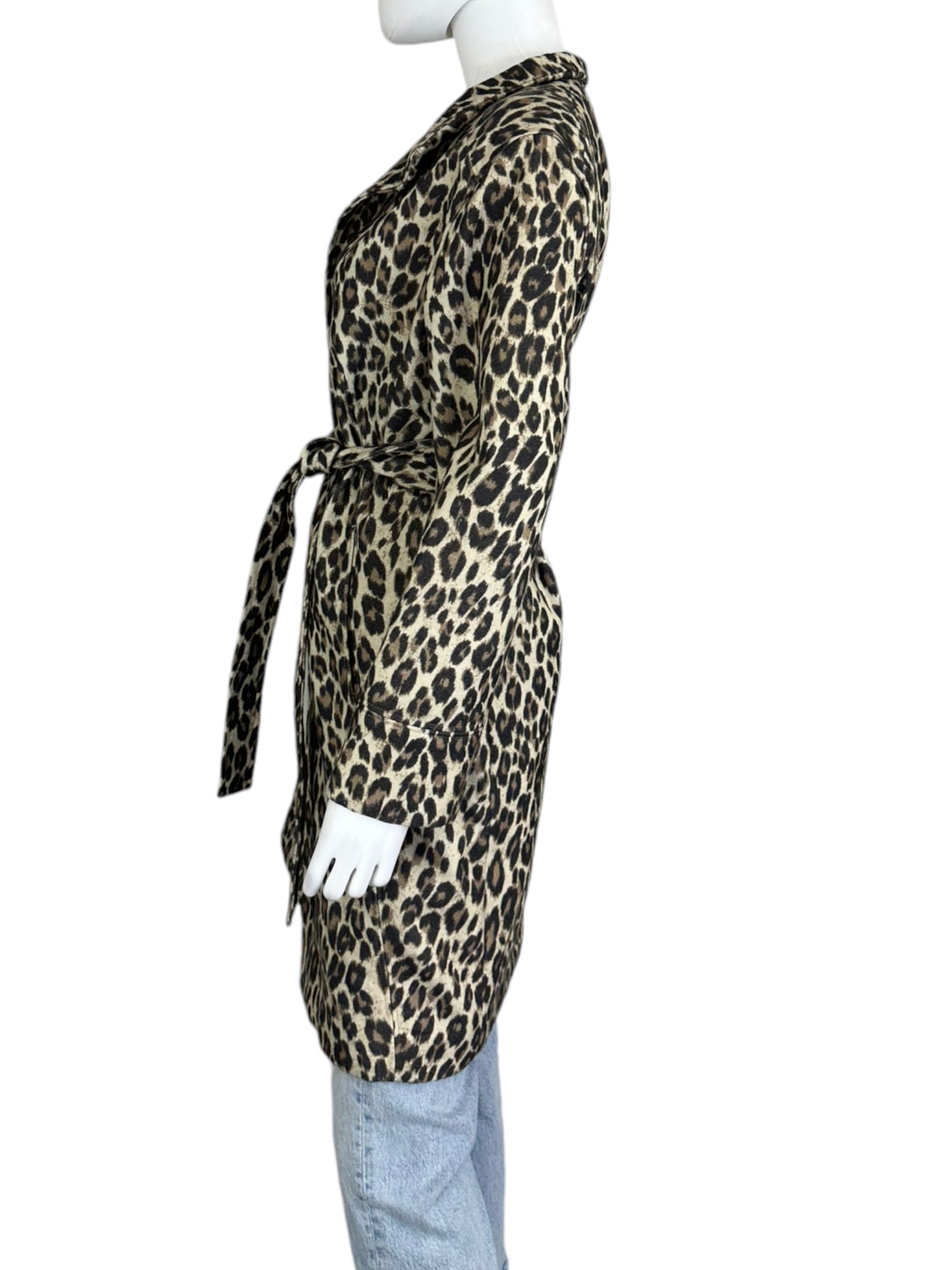 chicos Brown Leopard Print Coat Size S
