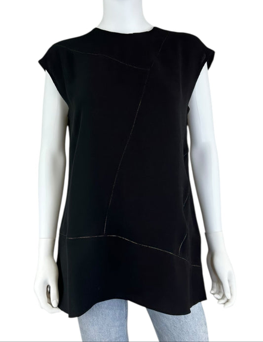 LAFAYETTE 148 NEW YORK 100% Silk Black Blouse Size M