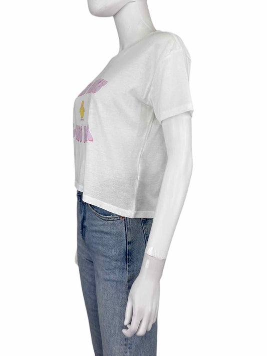 KOCH White Graphic Front Knit Top Size S