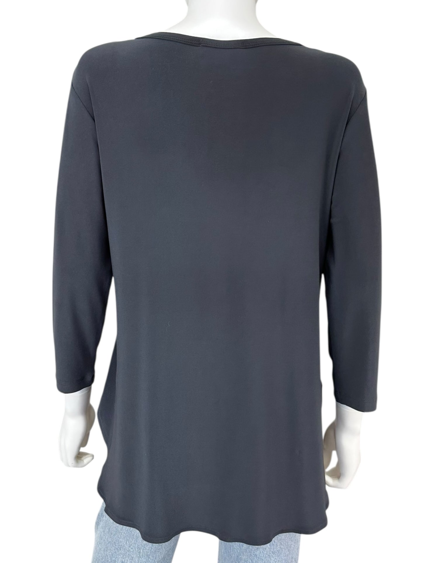Sympli Gray Floral Laser Cut Tunic Size 10