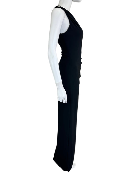 Betsy & Adam Black One Shoulder Cocktail Dress Size 4