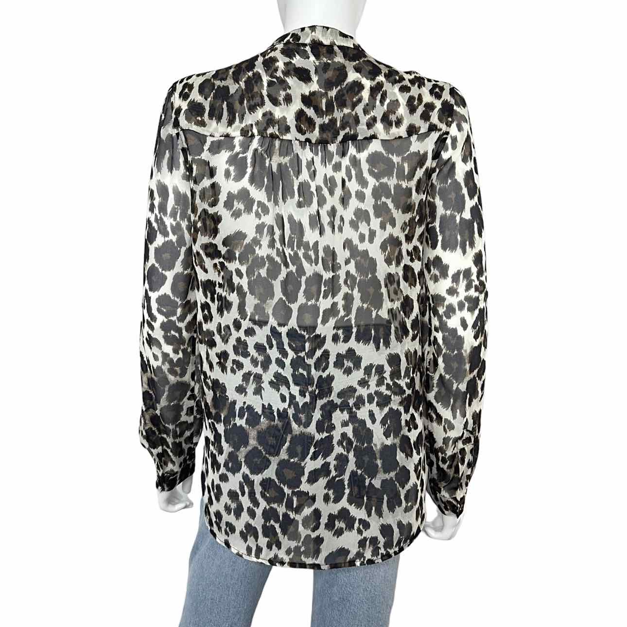 Diane von Furstenberg Brown Silk Leopard Print Button-down Size 2
