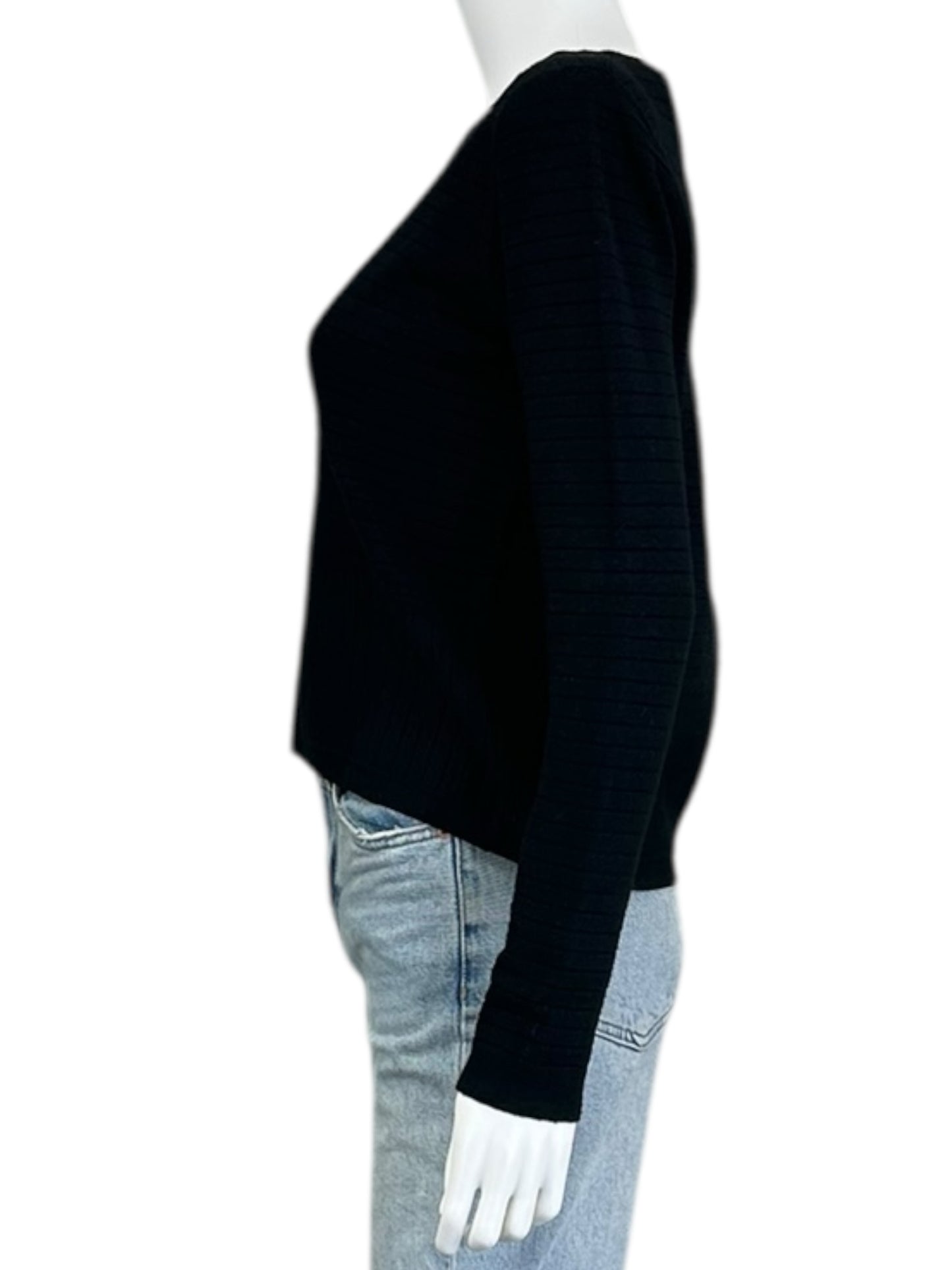 WHITE + WARREN Black Ribbed Sweater Size M