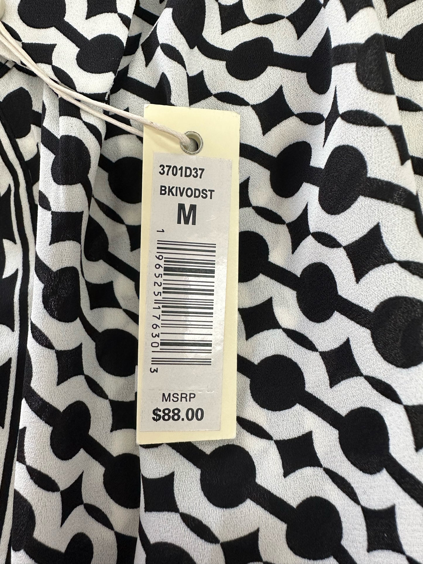 MAX STUDIO Black Geo Print Blouse Size M