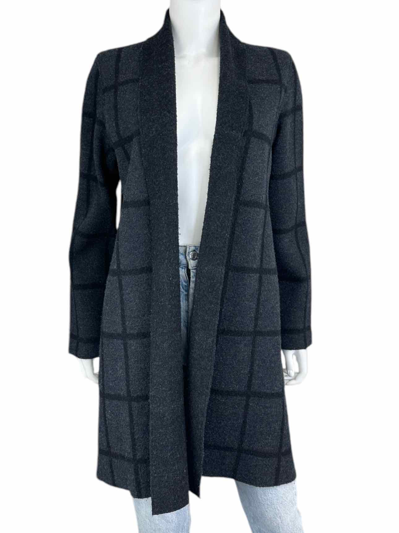 EILEEN FISHER Black Check 100% Wool Check Coat Size S
