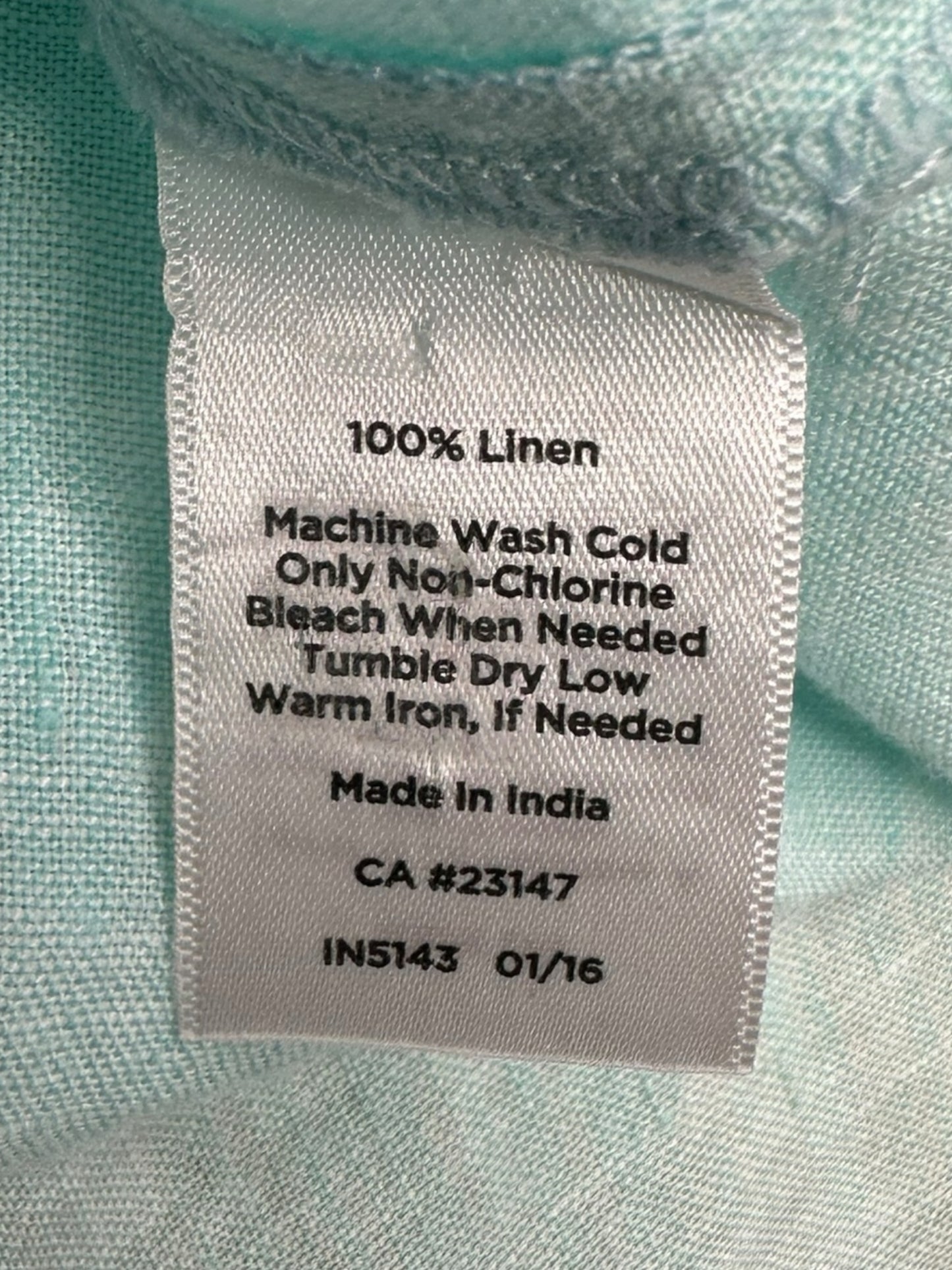 Talbots 100% Linen Aqua Button-Down Shirt Size M