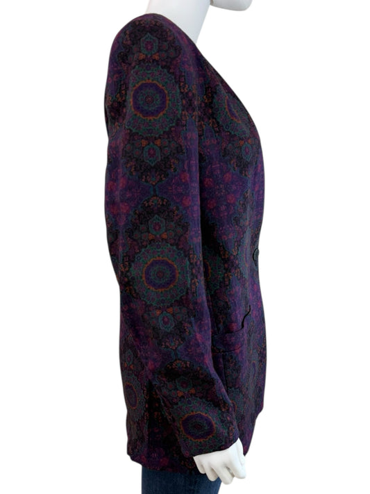 Vintage Christian Dior Purple Paisley Blazer Jacket Size 10
