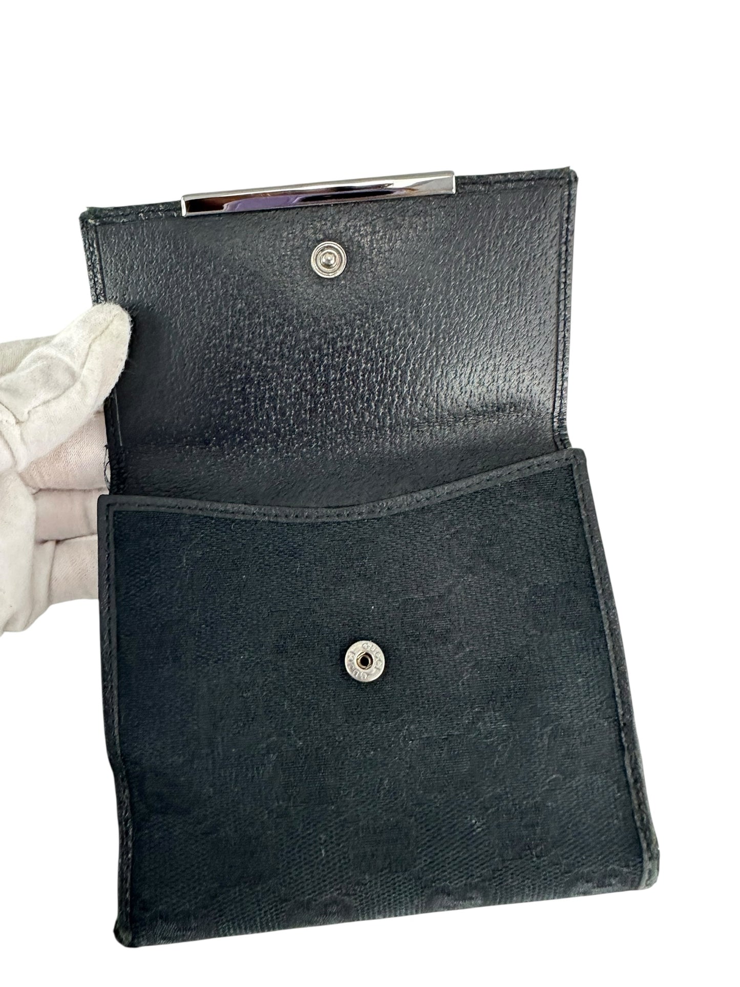 Gucci Black GG Canvas 2 Fold Wallet Wallet