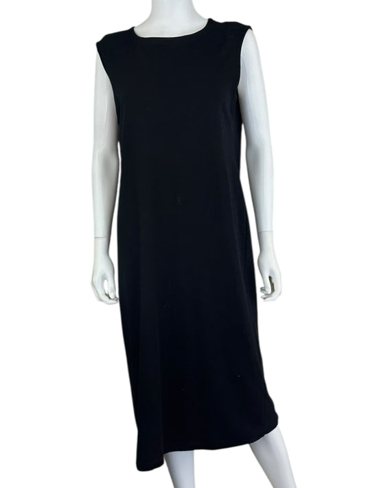 EILEEN FISHER Black Organic Cotton Midi Dress Size S