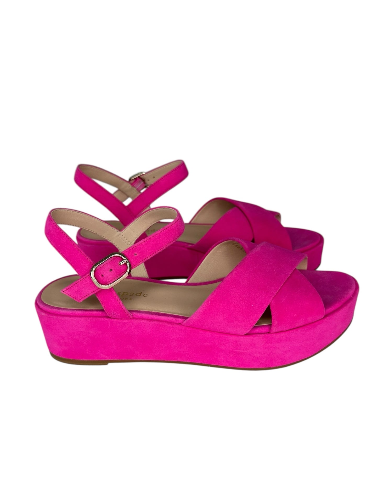 Kate Spade New York Pink Bunton Suede Platform Sandals Size 6