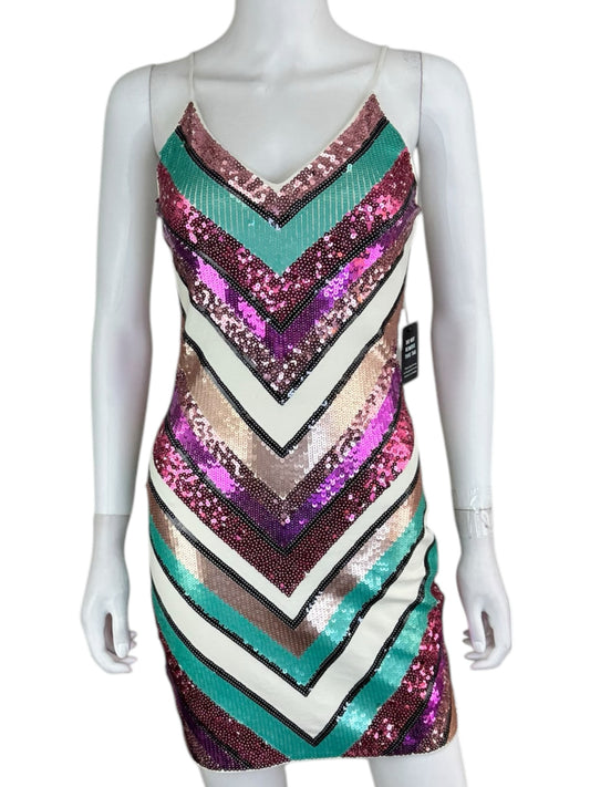 EXPRESS NWT Chevron Sequin Mini Dress Size XS