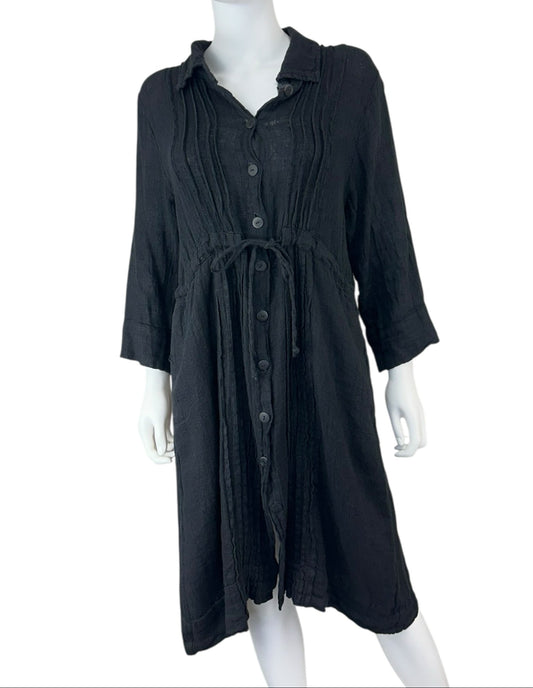 GRIZAS Black 100% Linen Dress Size M