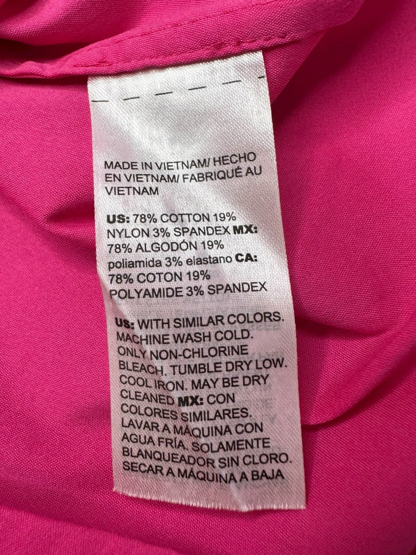 Chico's Pink Cotton Popover Top Size M