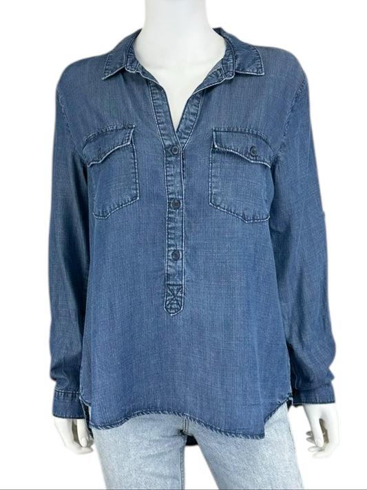Bella Dahl Blue Chambray Button-Down Shirt Size L