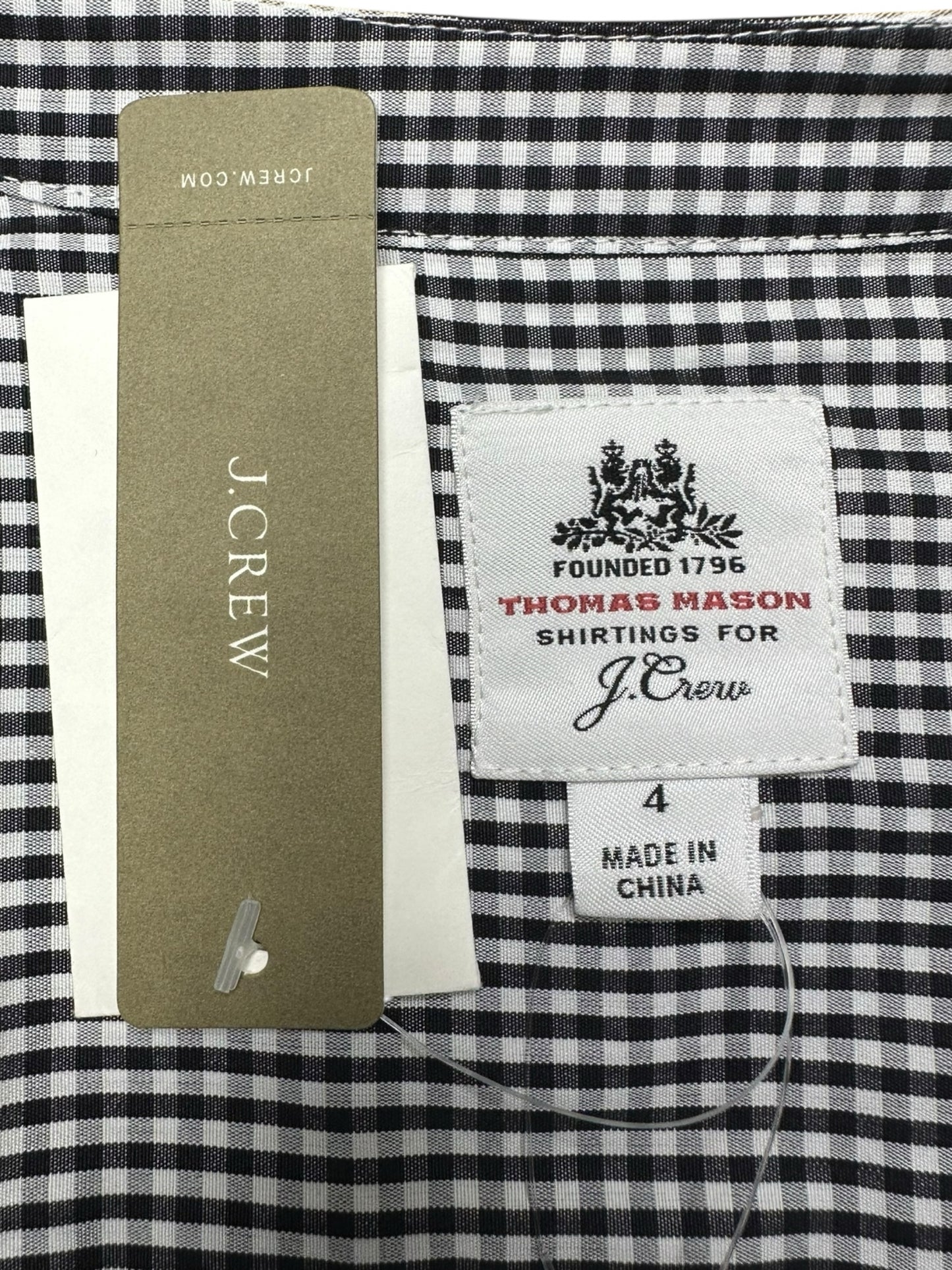 J. Crew Black Gingham Check Button-Down Size 4