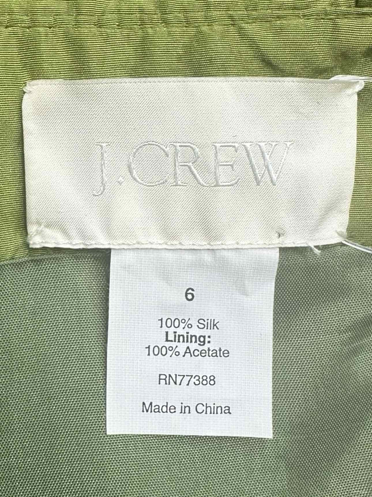 J. Crew Green Silk Cocktail Dress Size 6