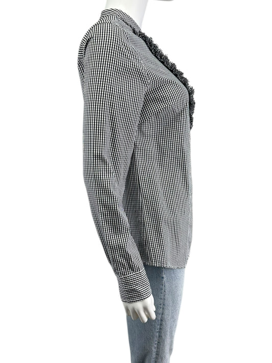 J. Crew Black Gingham Check Button-Down Size 4