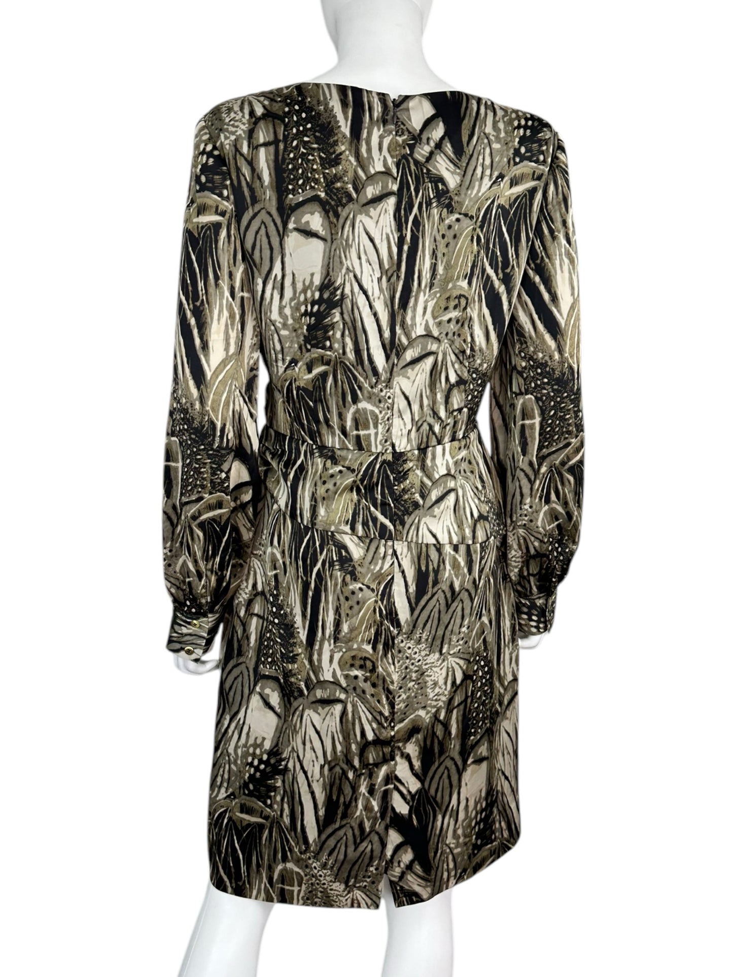 ANTONIO MELANI Black Satin Print Dress Size 8