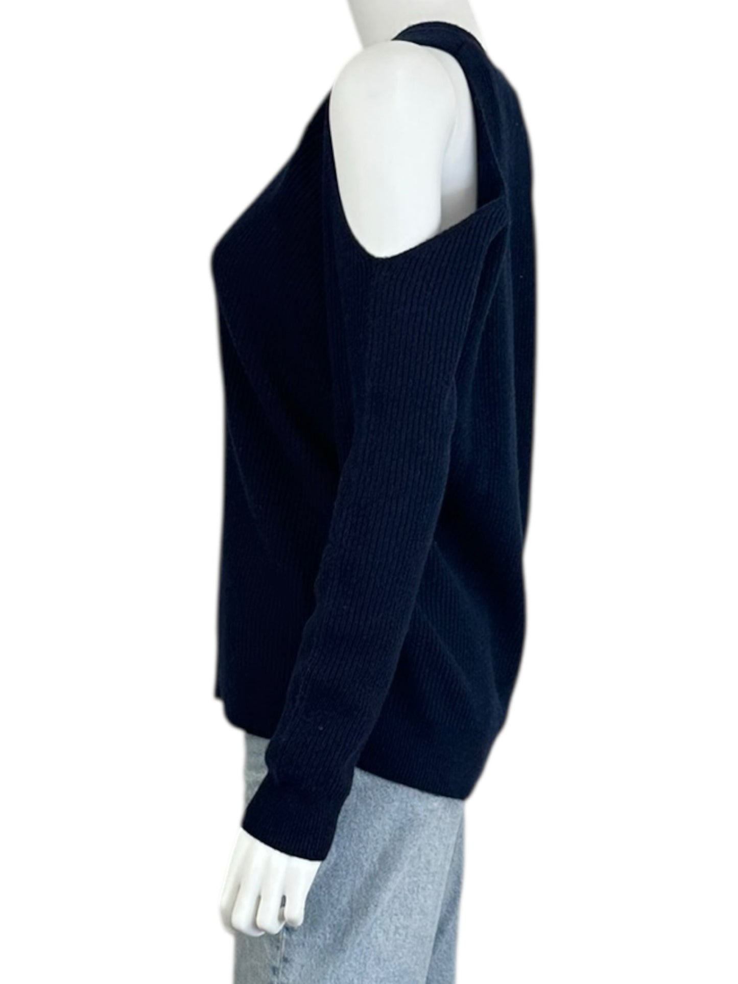 MILLY Navy 100% Cashmere Cold Shoulder Sweater Size S
