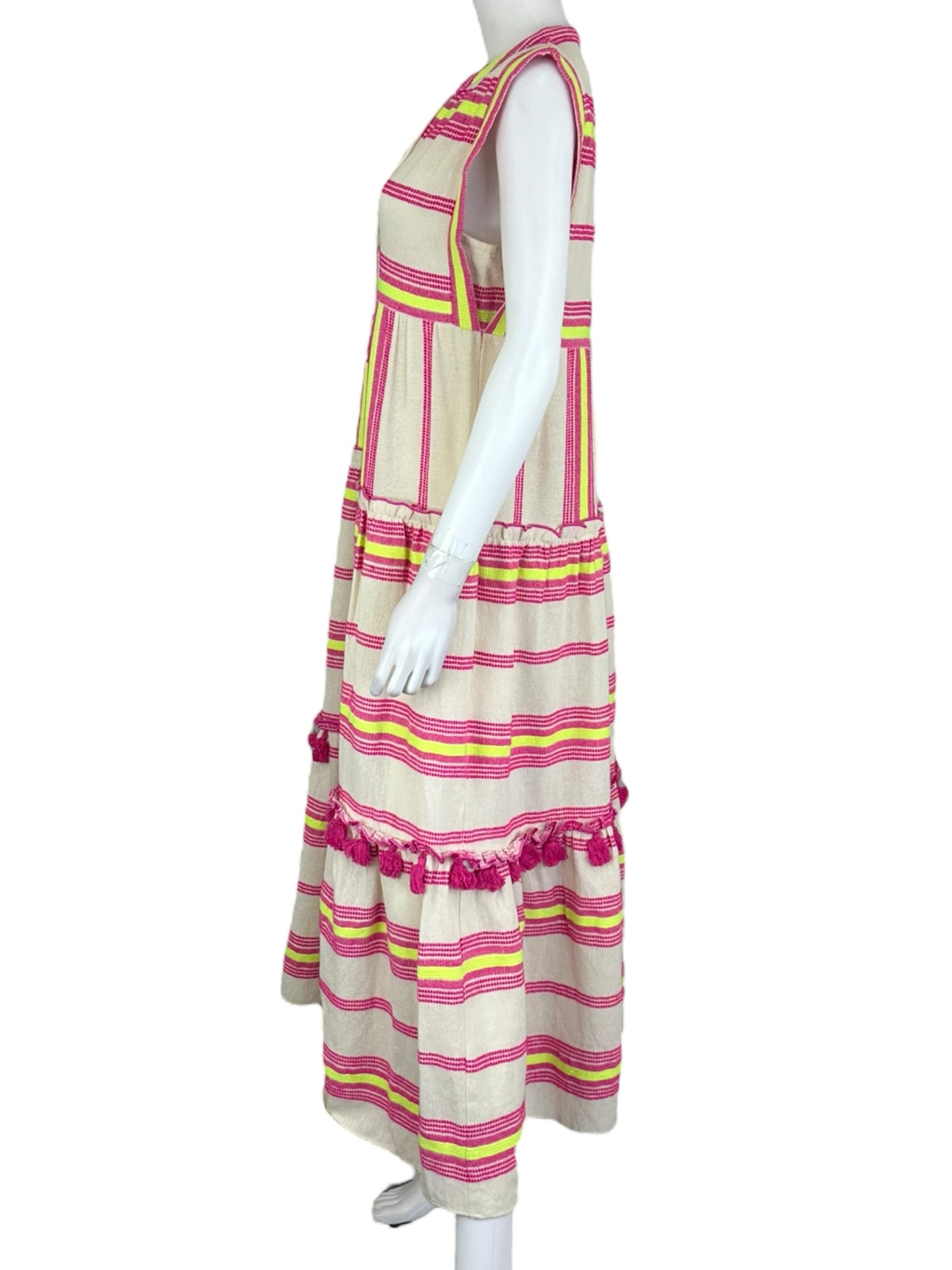 Saylor Yellow and Pink Casual Dress Size S Tall