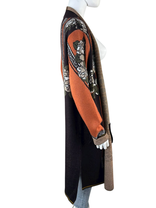 MAXSPORT Brown Floral Duster Cardigan Size L